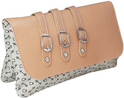 

minaar Women Casual, Formal, Evening/Party Beige, White Leatherette, PU Sling Bag
