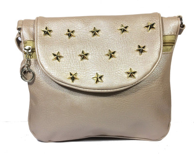 

VeePlay Women Evening/Party, Casual Gold Leatherette Sling Bag