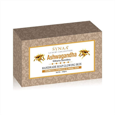

Synaa Ashwagandha Handmade Soap for Hydrated Glowing Skin, Enriched with Ashwagandha (Pack of 4)(400 g, Pack of 4)