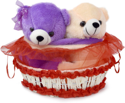 

Teddy World Basket Couple Teddy Bears - 9 inch(Multicolor)