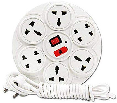 

hashtech Round Strip Extension Board 6 Amp 8 Universal Multi Plug Point Extension Cord (2 Meter) with LED Indicator and On/Off Switch 8 Socket Surge Protector 8 Socket Surge Protector(White)