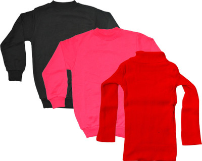 IndiWeaves Solid Turtle Neck Casual Boys & Girls Multicolor Sweater