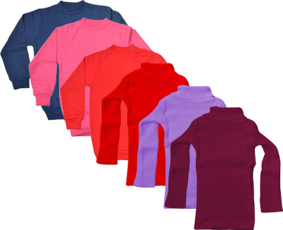 IndiWeaves Solid Turtle Neck Casual Boys & Girls Multicolor Sweater