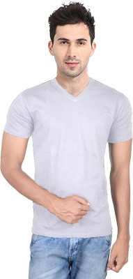 Kore Cloting Point Solid Men V Neck White T-Shirt