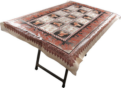

Winner Floral 4 Seater Table Cover(Brown & White, PVC)