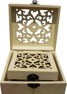 

Creative Jack Wooden Box Heart Handmade Wooden Box for Women Jewel Organizer Wooden Decorative Box Painted Box Gift Box Makeup & Jewellery Storage Box Vanity Box(Silver)
