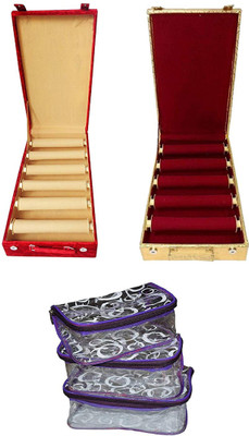 

Sarohi combo of 2 pc 6 roll bangle box and tranparent makeup jewellery kit vanity box Vanity Box(Multicolor)