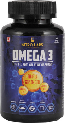 

Nitro Labs Omega 3 Triple Strength Fish Oil Capsule 1000mg Omega3 (600mg EPA, 400mg DHA)(60 No)