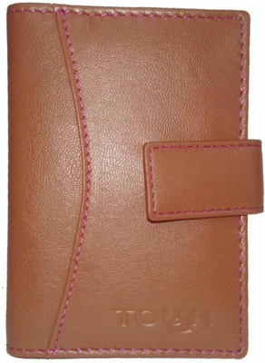 

TOUGH Men Tan Genuine Leather Card Holder(12 Card Slots), Cognac
