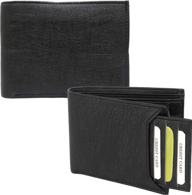 Fillincart Men Black Artificial Leather Wallet(11 Card Slots, Pack of 2)