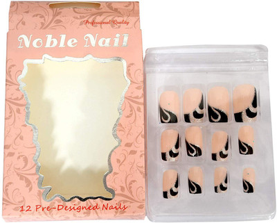 

Noble Plain Artificial Nails With Gum Inject Multicolor(Pack of 1)