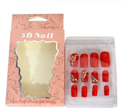 

3D Artificial Nails With Gum Inject Red(Pack of 1)