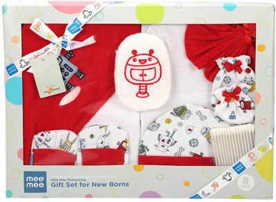

MeeMee Pampering Gift Set for New Born (8 Pieces, Red)(Red)