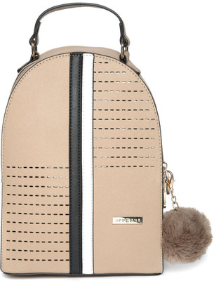

Addons Laser Cut with Pom Pom Hanging backpack Backpack(Beige, 1 L)