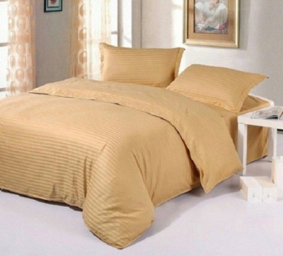 PURAV light 270 TC Cotton Double Striped Flat Bedsheet(Pack of 1, Brown)