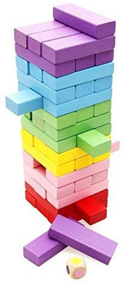 

Krireen Wood Toys Fold High Colorful 48 pcs Wooden Color Building Blocks Game, Multicolors(Multicolor)