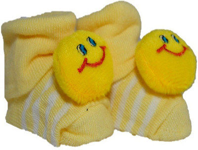 

N3 Baby care Soft Yellow Smiley Booties/Socks 1 Pair Booties(Toe to Heel Length - 10 cm Yellow)