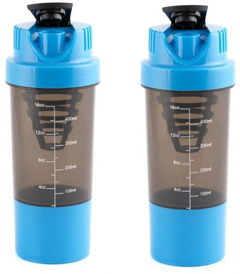 

Mixoma Shakeit Fit Gym 500 ml Shaker(Pack of 2, Multicolor)