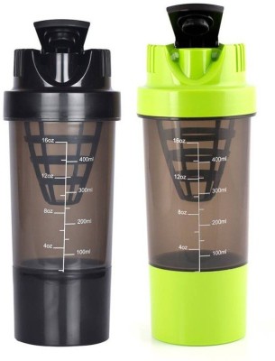 

Mixoma Shakeit Fit Gym 500 ml Shaker(Pack of 2, Multicolor)