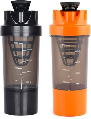 

Mixoma Shakeit Fit Gym 500 ml Shaker(Pack of 2, Multicolor)