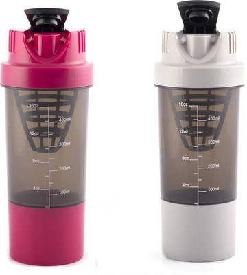 

Xudo Shaker it Gym Protein Shaker/Sipper for Gym 500 ml Shaker(Pack of 2, Grey, Pink)