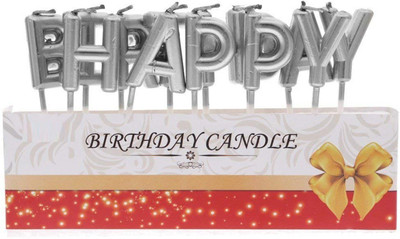 

RKANDROID Happy Birthday Candle / 1st Birthday Candle / for Birthday Theme / Happy Birthday Candles for Cake (silver Candles) Candle(Silver, Pack of 1)