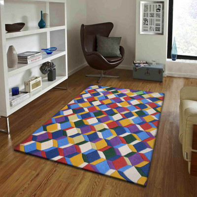 PRESTO Multicolor Wool Carpet(4 ft,  X 6 ft, Rectangle)