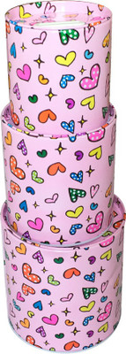 

Wishpool Children gift tin money pot round saving Coin bank metal piggy bank - PINK HEART DEGISN STORAGE COIN TIN BOX-3PCS Coin Bank(Pink)
