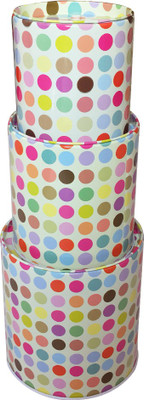 

Wishpool High quality unopenable lid round shape tin coin box, round tin can piggy bank for kids - MULTICOLOR DOTTED COIN STORAGE TIN-BOX-3PCS Coin Bank(Multicolor)