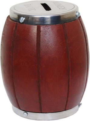 

Silistar wooden Money save bank Cylinderical Coin Bank(Brown)