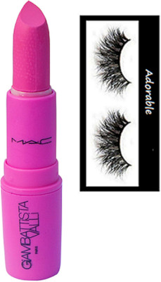 

Adorable eyelashes, mac giambattista pink lipstick(Set of 2)
