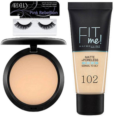 

Pink rebellion Eyelashes & Maybelline Fit Me Foundation & Compact(Set of 3)