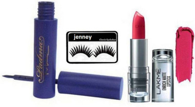 

jenney Eyelashes & mac liquid last eyeliner & enrich matte finish lipstick(Set of 3)