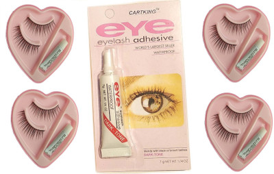 

CartKing Lashes Glue- DarkTone(Black) & Easy to Remove - Low Cost Lashes Glue-False-Fake Eyelashes With Glue Set(Pack Of 4)(Trademarked)(Set of 5)