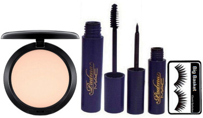 

Big Basket Eyelashes & mac studio fix campact & padma eyeliner + mascara(Set of 4)