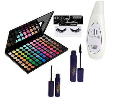 

Pink rebellion Eyelashes & Mac 88 Shades Eyeshadow Palette & Lakme Winter Intense Lotion & Padma Eyeliner+Mascara(Set of 5)