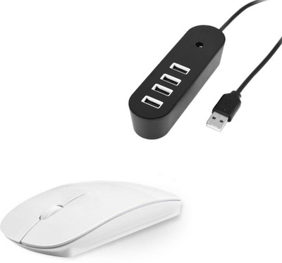 

FU4 High Speed Ultra Slim Mouse With 4 port 1 TB USB Hub Wireless Optical Mouse (black/white) Combo Set Combo Set