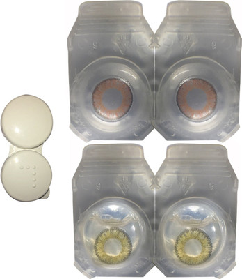 

Soft Eye Honey color and Hazel color with case Monthly Contact Lens(0.0, honey, hazel, Pack of 3)