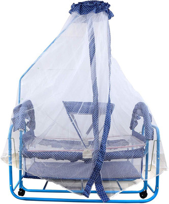Baby Grow Baby Cradle with Mosquito Net Dots Print (BLUE-KB702)(Blue)