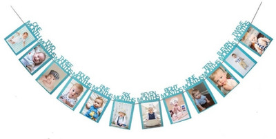 

Skylofts Blue 1st Birthday Decorations - Monthly Milestone Birthday Photo Banner for Newborn to 12 Months, Picture Banner for Birthday, Baby Shower Gift (Pictures not Included) - 1 g