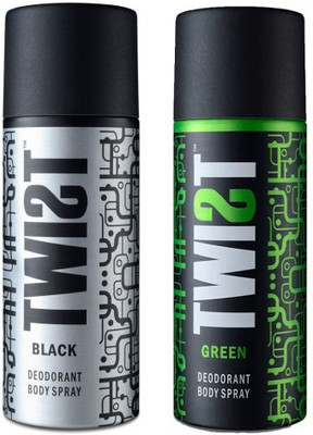 

TWIST Black & Green Deodorant Spray - For Men & Women(150 ml, Pack of 2)