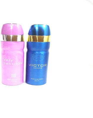 

ARQUS VERY SENSITIVE AND VICTOR Perfume Body Spray - For Men & Women(400 ml, Pack of 2)