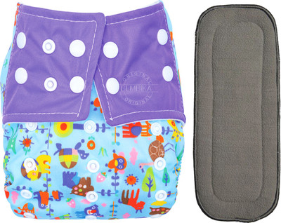 

Bembika Cloth Diapers for Babies , Washable , Reusable, Sizes Adjustable with 5 Layer Bamboo Charcoal Insert (Animal Doodle) - M