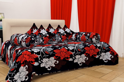 Shreejee Cotton Floral Diwan Set(Black)