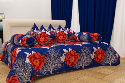 Shreejee Cotton Floral Diwan Set(Blue)