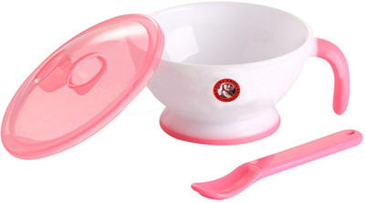 

Guru Kripa Baby Products Unbreakable Portable Dispenser Bowl With Spoon - Imported Plastic(Pink)