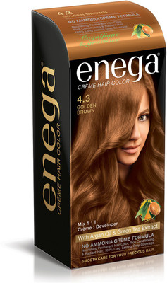 

Enega Cream hair color (100 ml/each) superior quality with Argan Oil & Green Tea extract NO AMMONIA Cream FORMULA smooth care for your precious hair! GOLDEN BROWN 4.3 (Pack of 1) Hair Color(GOLDEN BROWN 4.3)