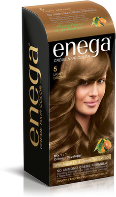 

Enega Cream hair color (100 ml/each) superior quality with Argan Oil & Green Tea extract NO AMMONIA Cream FORMULA smooth care for your precious hair! LIGHT BROWN 5 (Pack of 1) Hair Color(LIGHT BROWN 5)