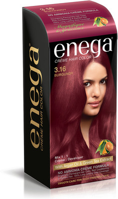 

Enega Cream hair color (100 ml/each) superior quality with Argan Oil & Green Tea extract NO AMMONIA Cream FORMULA smooth care for your precious hair! BURGUNDY 3.16 (Pack of 1) Hair Color(BURGUNDY 3.16)