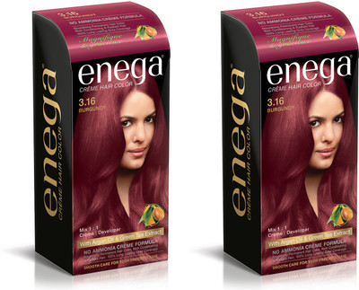 

Enega Cream hair color (100 ml/each) superior quality with Argan Oil & Green Tea extract NO AMMONIA Cream FORMULA smooth care for your precious hair! BURGUNDY 3.16 (Pack of 2) Hair Color(BURGUNDY 3.16)